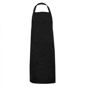 Chefs long bib apron in black with pocket