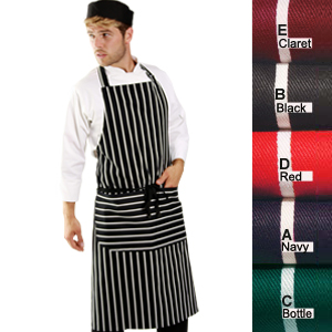Denny's Butchers Stripe Bib Apron with Pocket