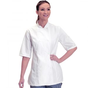 Dennys Ladies Fitted Chef Jacket with Short Sleeves