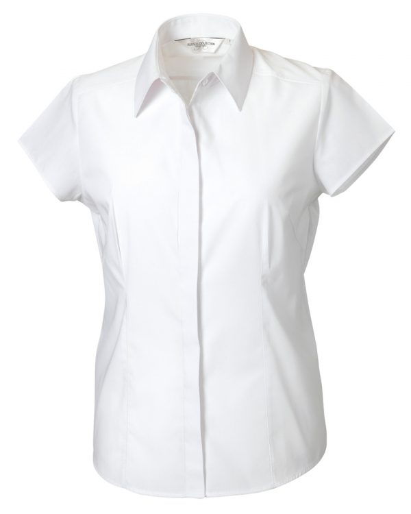 Ladies' Cap Sleeve Polycotton Easy Care Fitted Poplin Shirt