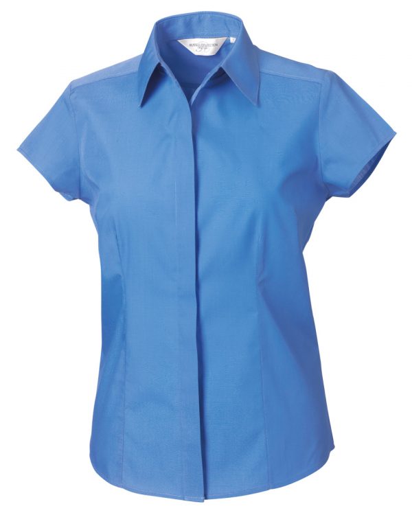 Ladies' Cap Sleeve Polycotton Easy Care Fitted Poplin Shirt