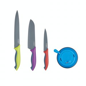 Colourworks Brights Three Piece Knife Set with Sharpener